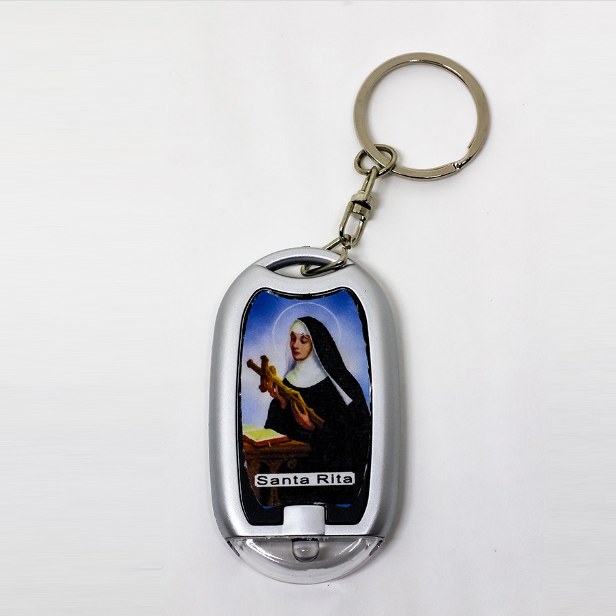 Chaveiro lanterna com foto resinada Santa Rita