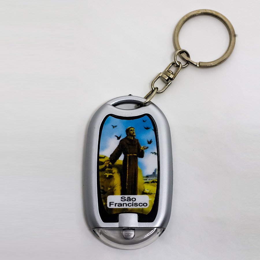 Chaveiro lanterna com foto resinada São Francisco